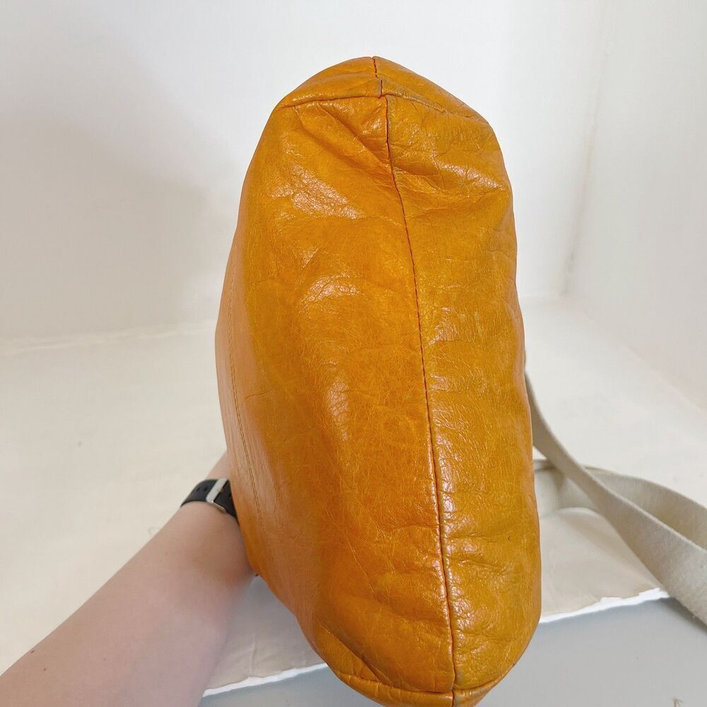 Maurizio Taiuti Italian Orange Leather Handbag Crossbody Purse - Picture 5 of 12